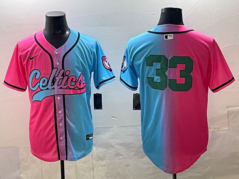 Men 2025 Boston Celtics #33 No Name Blue pink Nike NBA Jersey style 05